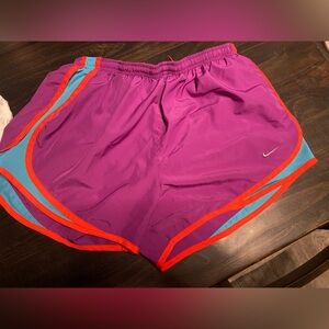 Nike Women's Athletic Shorts in Purple with Orange and Blue Accents